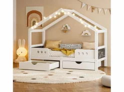 Clearance Cama infantil cabina 90x200cm con 2 cajones y pizarra - Cama Montessori