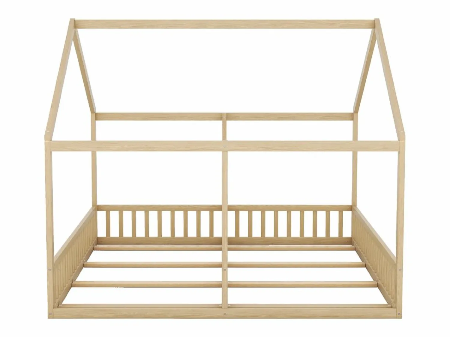 Discount Cama infantil cabina 90x200cm con somier - cama dos en uno - estructura de madera - (sin colchón) Color natural claro