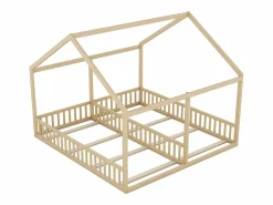 Discount Cama infantil cabina 90x200cm con somier - cama dos en uno - estructura de madera - (sin colchón) Color natural claro
