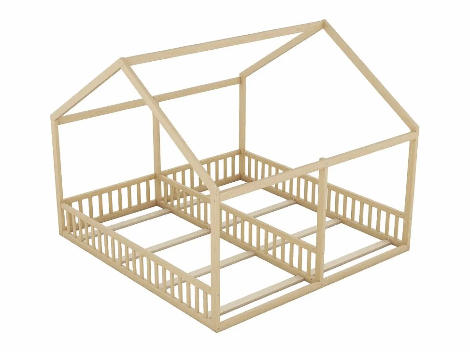 Discount Cama infantil cabina 90x200cm con somier - cama dos en uno - estructura de madera - (sin colchón) Color natural claro
