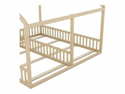 Discount Cama infantil cabina 90x200cm con somier - cama dos en uno - estructura de madera - (sin colchón) Color natural claro