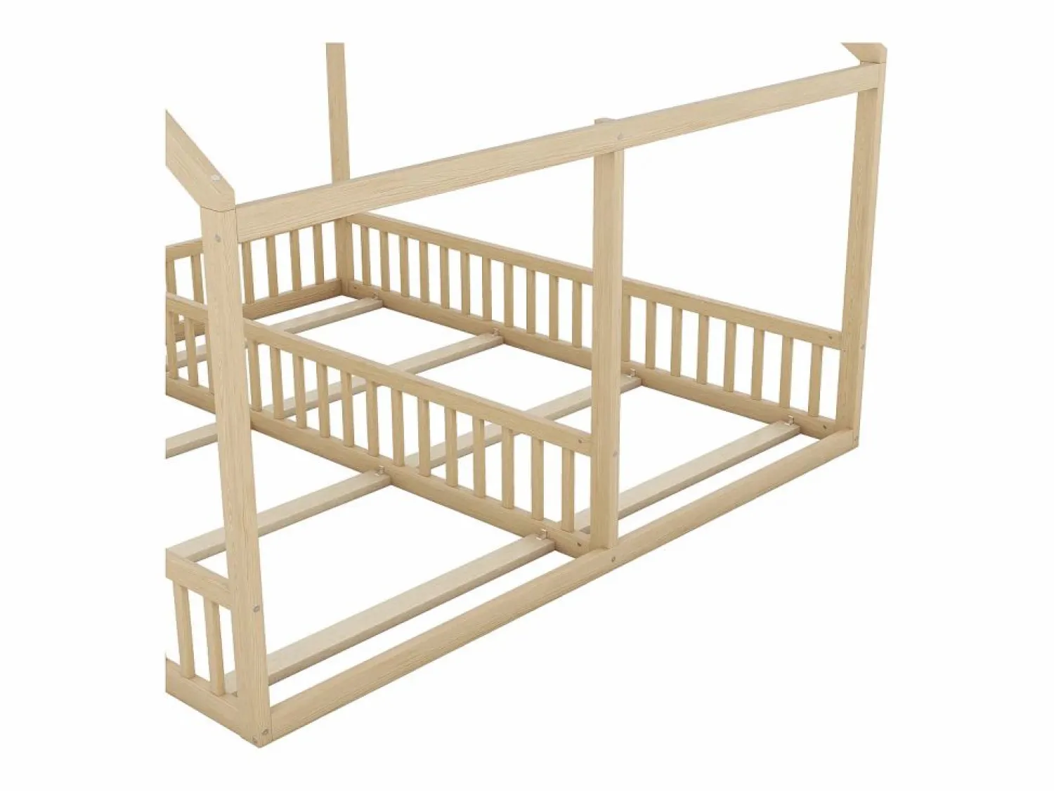 Discount Cama infantil cabina 90x200cm con somier - cama dos en uno - estructura de madera - (sin colchón) Color natural claro