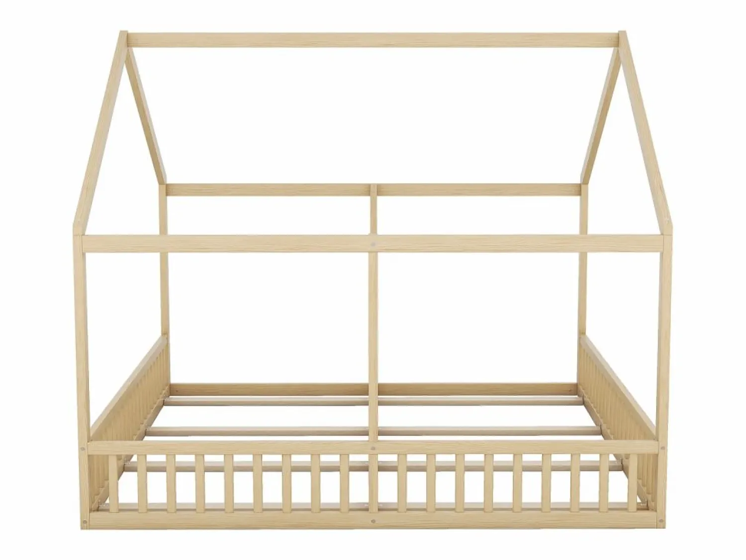 Discount Cama infantil cabina 90x200cm con somier - cama dos en uno - estructura de madera - (sin colchón) Color natural claro