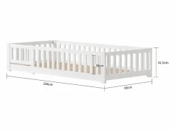 Cama infantil cabina 90x200cm, con somier, cama plana, cama infantil, barrera anticaídas, pino macizo,