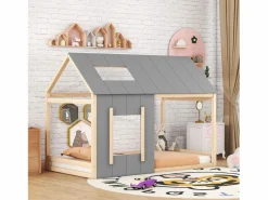 Online Cama infantil cabina 90x200cm con base - techo y ventana - madera - natural claro (sin colchón) Cama Montessori