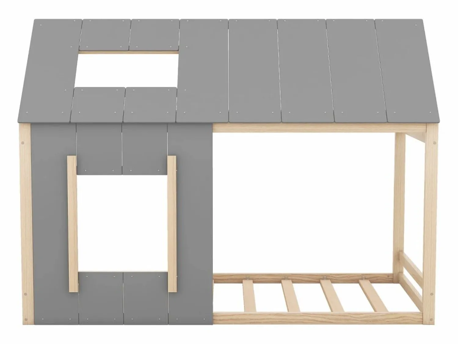 Online Cama infantil cabina 90x200cm con base - techo y ventana - madera - natural claro (sin colchón) Cama Montessori