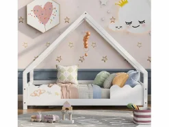 Cama infantil cabina 90x200cm con base - protección anticaída - madera - (sin colchón)