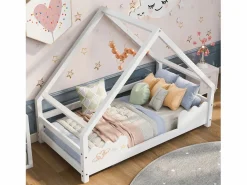 Cama infantil cabina 90x200cm con base - protección anticaída - madera - (sin colchón)