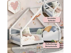 Cama infantil cabina 90x200cm con base - protección anticaída - madera - (sin colchón)