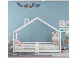 Hauss Spole Cama infantil casita 90x200 cm con chimenea - Somier robusto de pino - (sin colchón)