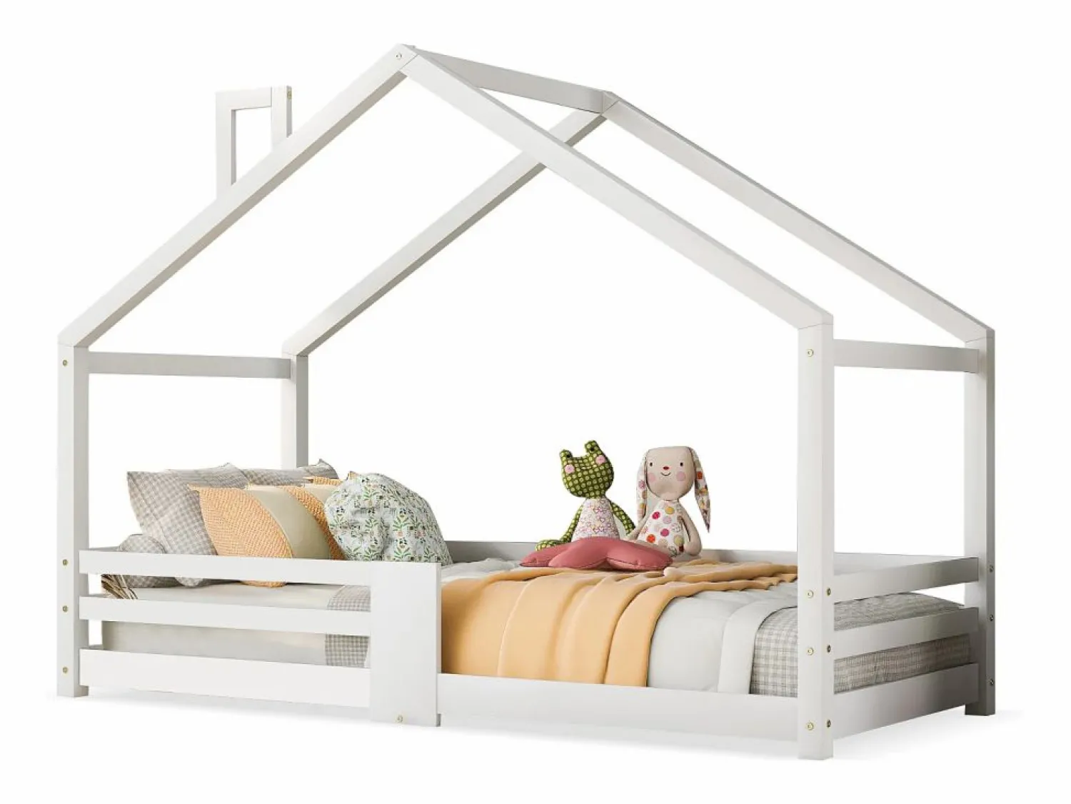 Hauss Spole Cama infantil casita 90x200 cm con chimenea - Somier robusto de pino - (sin colchón)