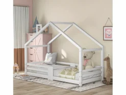 Hauss Spole Cama infantil casita 90x200 cm con chimenea - Somier robusto de pino - (sin colchón)