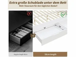 New Merax Cama infantil con canapé - 90 x 200 cm - sofá-cama con 3 cajones - con mesitas de noche - MDF - Blanco