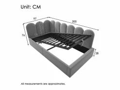 New Cama infantil con canapé de 90x190cm con somier de láminas - cabecero tapizado - estructura de metal - terciopelo (sin colchón) Cama Con Canapé|Cama Con Almacenaje