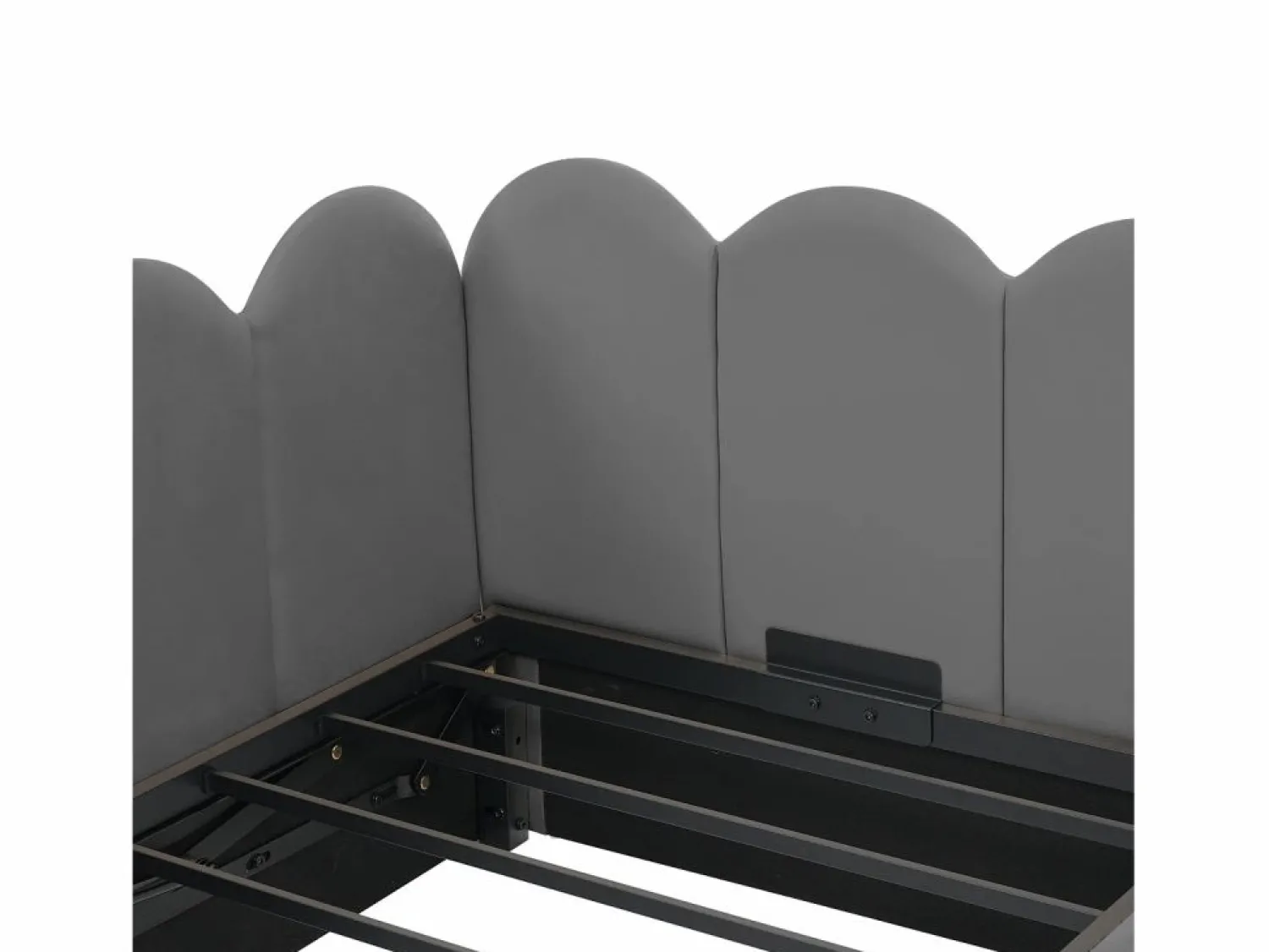 New Cama infantil con canapé de 90x190cm con somier de láminas - cabecero tapizado - estructura de metal - terciopelo (sin colchón) Cama Con Canapé|Cama Con Almacenaje