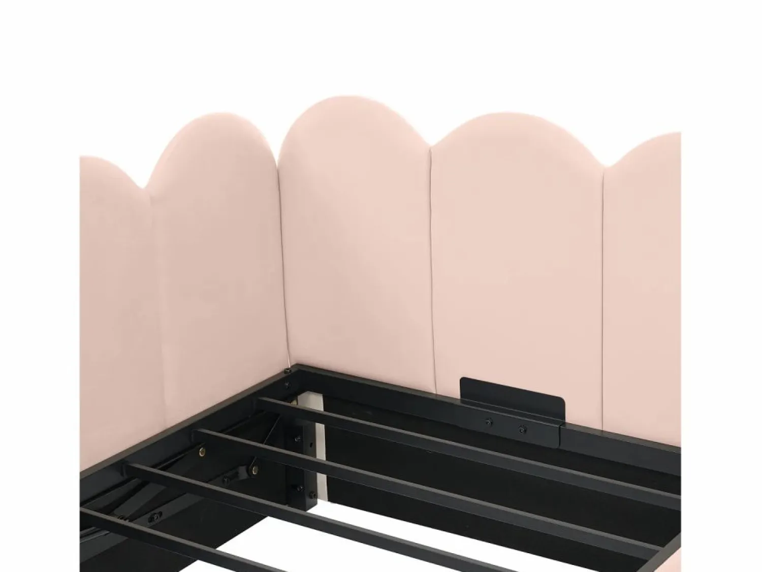 Best Cama infantil con somier de láminas 90x190 cm - Cama juvenil con estructura metálica - Terciopelo (sin colchón) Rosa