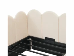 New Cama infantil con somier de láminas de 90x190 cm - Cama juvenil con estructura metálica - Terciopelo (sin colchón) Beige