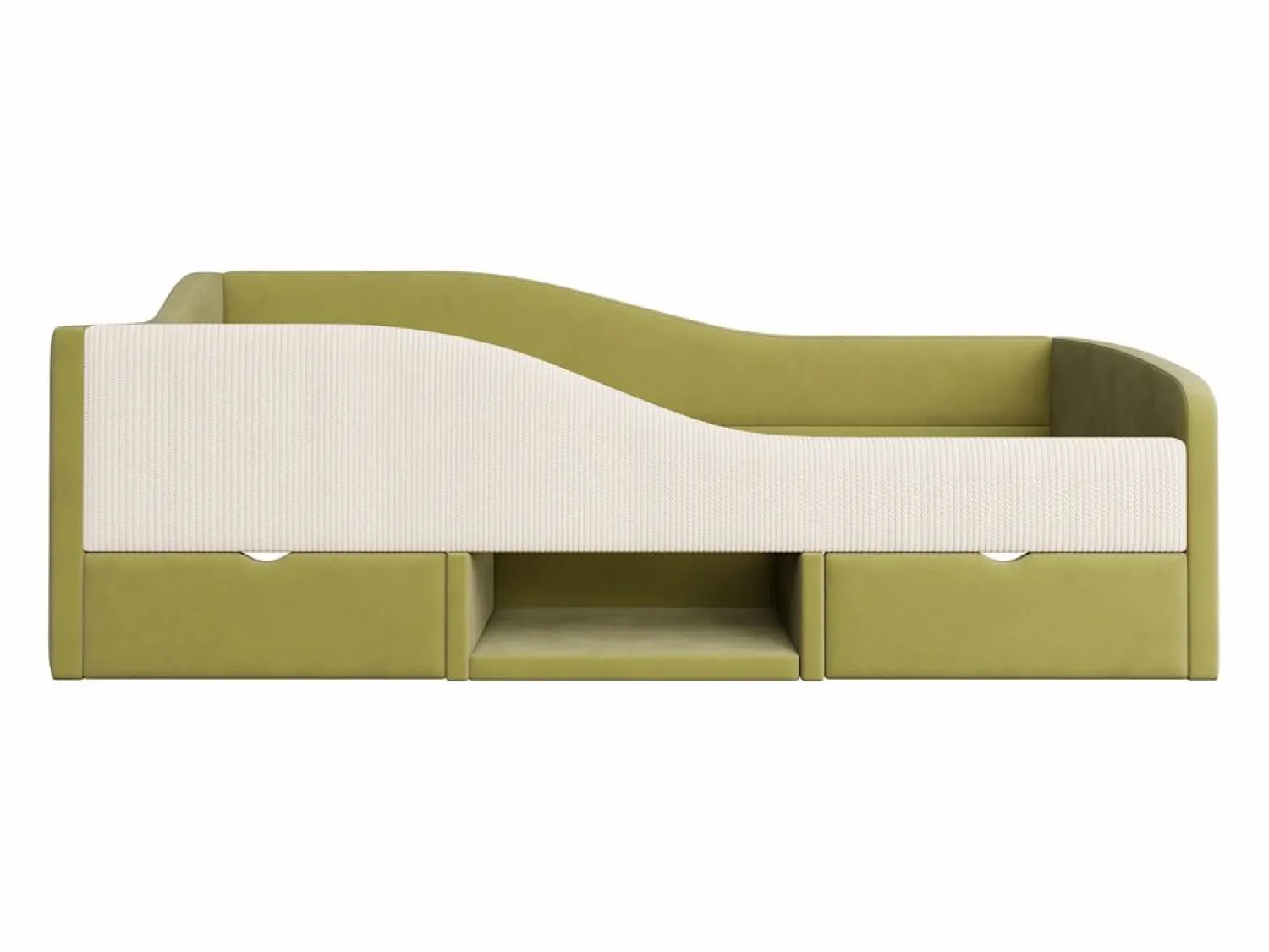 New Cama infantil de 90 x 190 cm con 2 cajones y somier de láminas de madera, de terciopelo oscuro (no incluye colchón). Verde