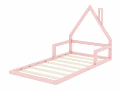 New Merax Cama infantil de 90 x 200 cm, cuna con forma de casa, pino macizo, estilo sencillo, Rosa