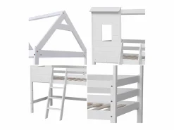 Sale Happy Garden Cama infantil de entrepiso 190x90cm MARGOT Blanco