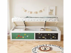 Merax Cama infantil de madera con almacenaje - 90 x 200 cm - con almacenaje hidráulico y estante para escribir - madera -