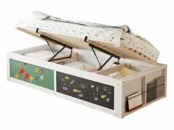 Merax Cama infantil de madera con almacenaje - 90 x 200 cm - con almacenaje hidráulico y estante para escribir - madera -