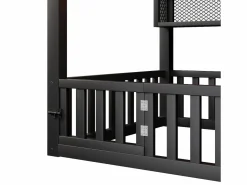 Discount Cama infantil de metal 90x200 cm - Motivo de casa - con barrera de seguridad - con luces LED - ​ (Colchón no incluido) Cama Montessori
