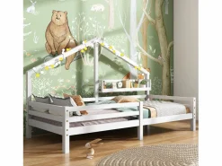 Cama infantil de 90x200 cm con somier de láminas, protección anticaídas y estantería, madera, color (sin colchón)
