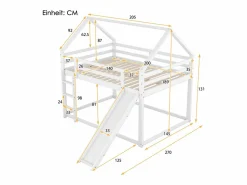 Online Cama infantil doble cabina 140x200cm - litera con tobogán y escalera, protección anticaídas dormitorio infantil - Cama Montessori