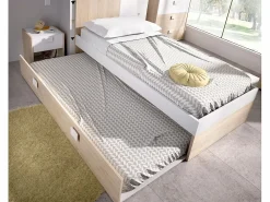 Online Vente-unique Cama infantil nido 2 x 90 x 190 cm color natural y blanco con somier - SONIA Color natural claro / Blanco