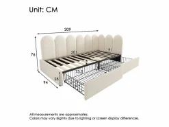 Clearance Cama infantil tapizada con canapé - 90 x 200 cm - con 2 cajones + somier - sofá cama - terciopelo - Cama Terciopelo|Cama Diván