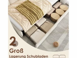 Clearance Cama infantil tapizada con canapé - 90 x 200 cm - con 2 cajones + somier - sofá cama - terciopelo - Cama Terciopelo|Cama Diván