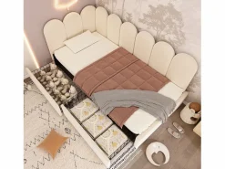 Clearance Cama infantil tapizada con canapé - 90 x 200 cm - con 2 cajones + somier - sofá cama - terciopelo - Cama Terciopelo|Cama Diván