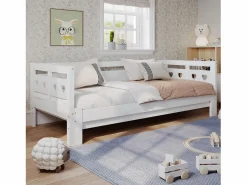 Hauss Spole Cama infantil tipo sofá 90x190 cm convertible, somier de láminas, madera, color , sin colchón Blanco