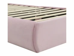 ModernLuxe Cama infantil 90x200 cm acolchada de terciopelo - oreja de conejo con LED regulable - con 2 taburetes con almacenaje -