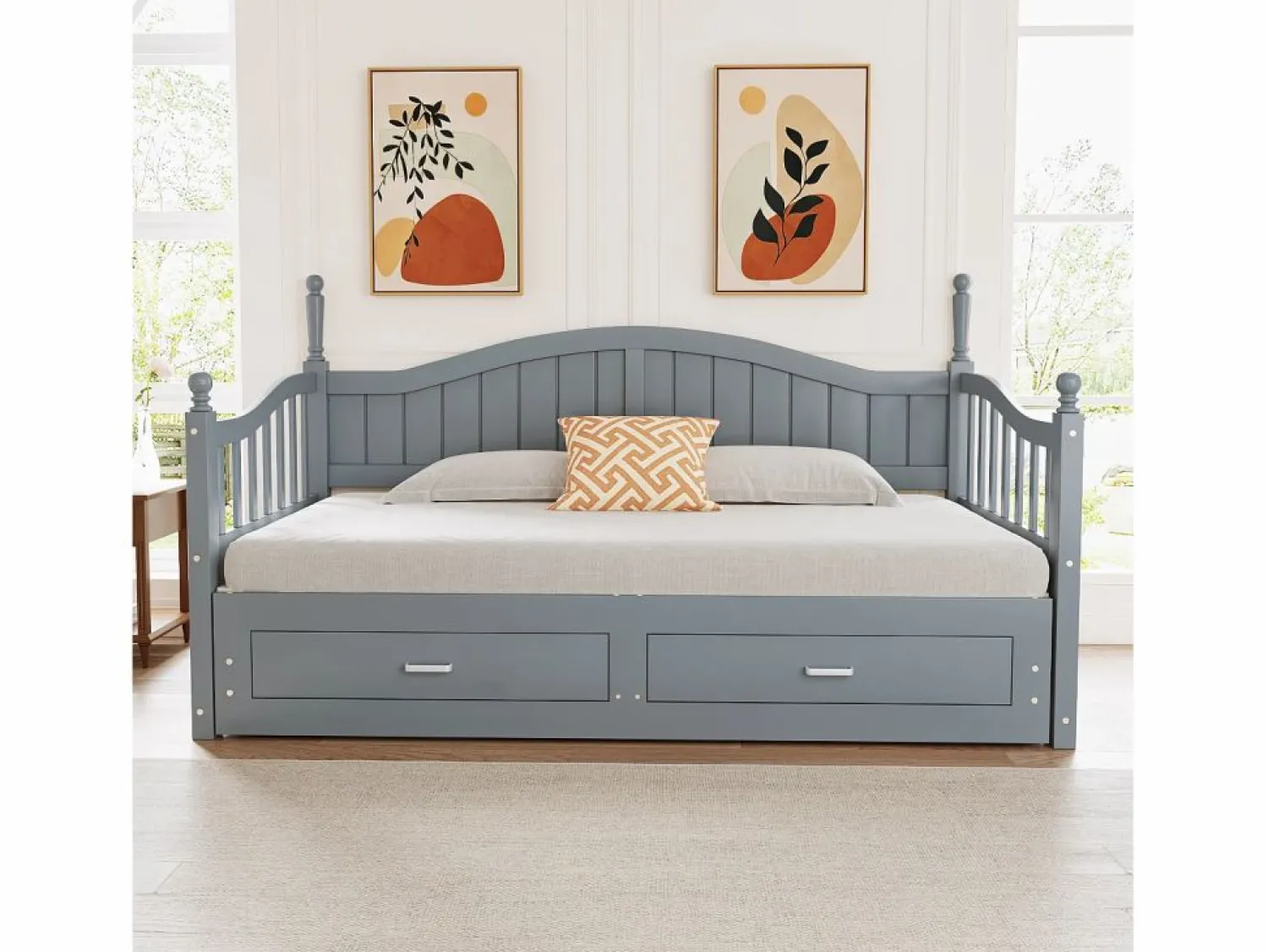 Hauss Spole Cama infantil 90/180x190 cm, cama nido con 2 cajones, pino, cama multifuncional,