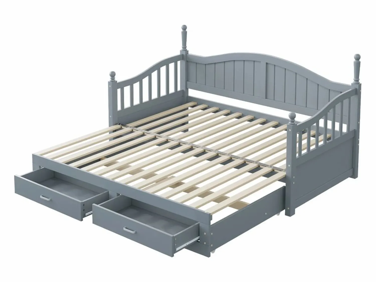 Hauss Spole Cama infantil 90/180x190 cm, cama nido con 2 cajones, pino, cama multifuncional,