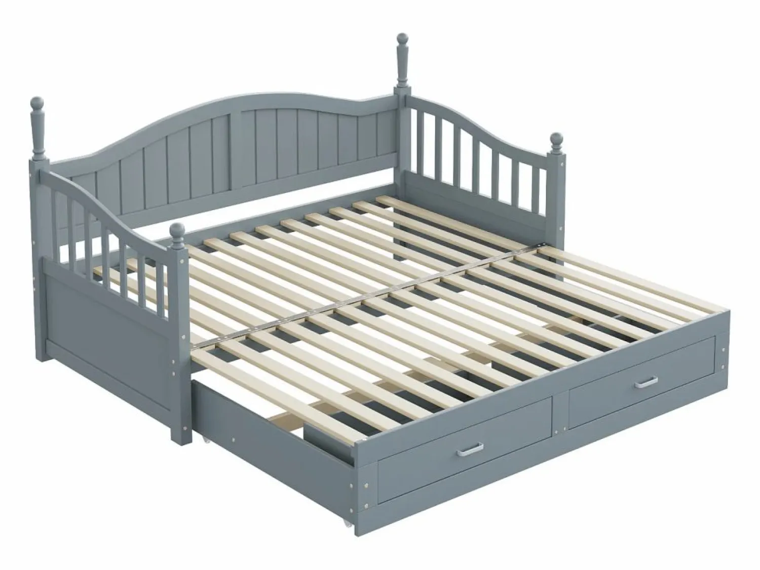 Hauss Spole Cama infantil 90/180x190 cm, cama nido con 2 cajones, pino, cama multifuncional,