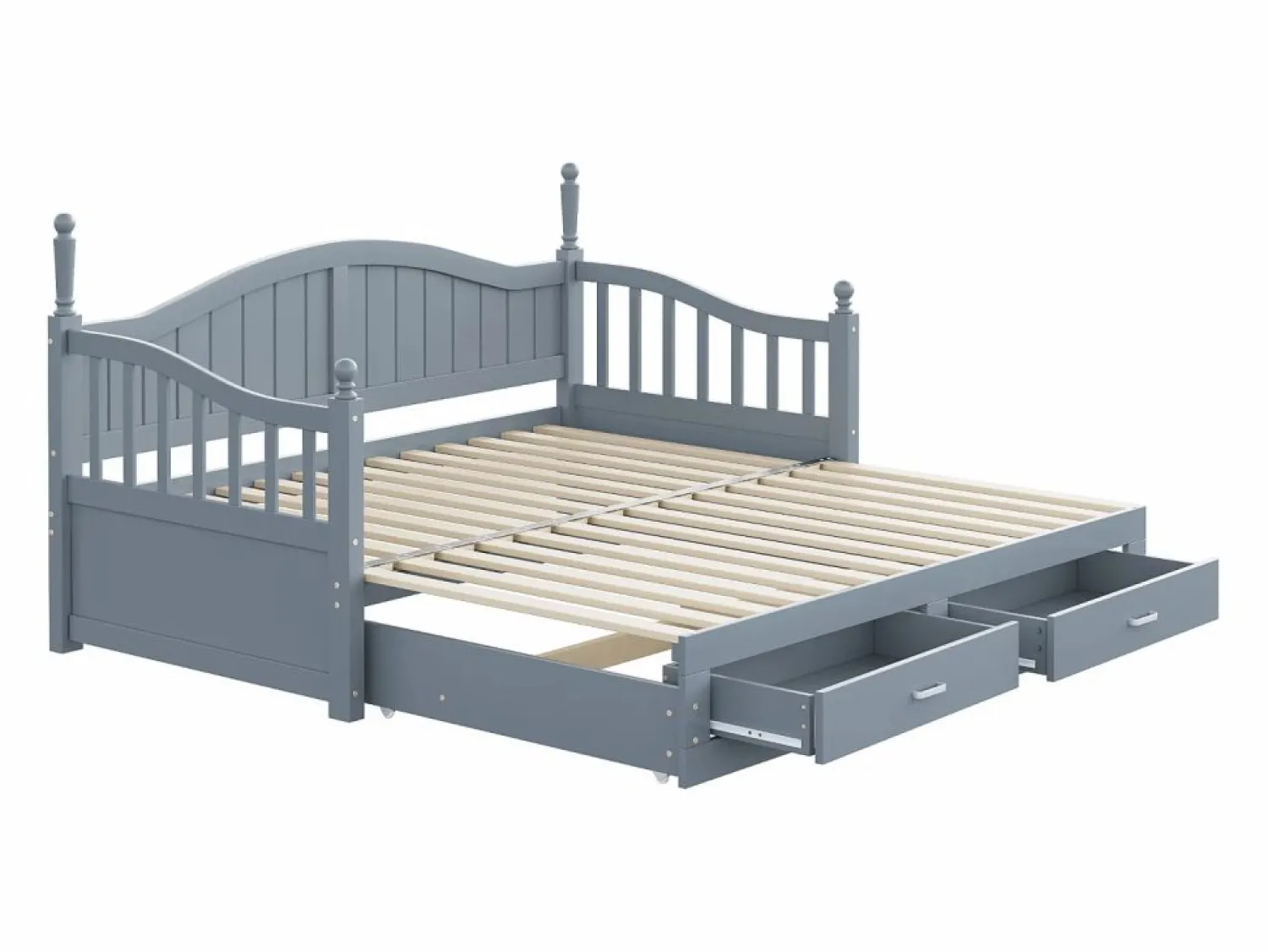 Hauss Spole Cama infantil 90/180x190 cm, cama nido con 2 cajones, pino, cama multifuncional,
