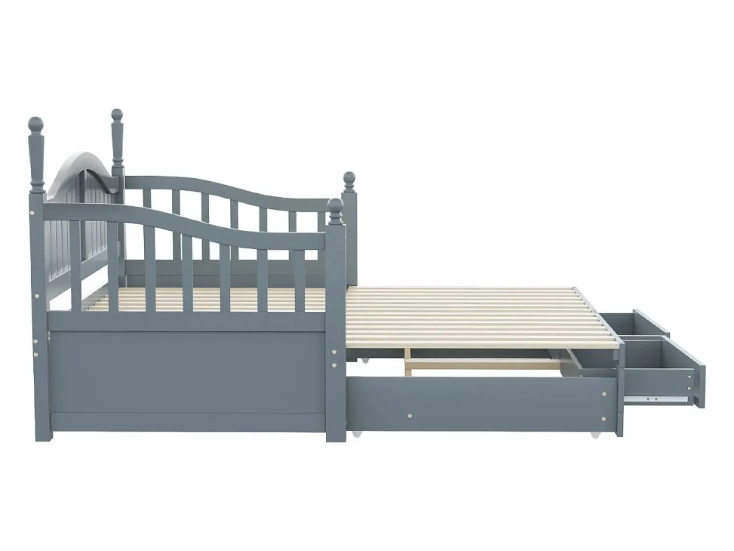 Hauss Spole Cama infantil 90/180x190 cm, cama nido con 2 cajones, pino, cama multifuncional,