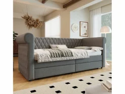 Best Hauss Spole Cama infantil 90x200 cm con 2 cajones - Lino (sin colchón) Gris