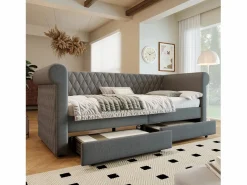 Best Hauss Spole Cama infantil 90x200 cm con 2 cajones - Lino (sin colchón) Gris