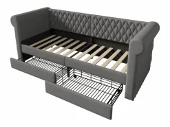 Best Hauss Spole Cama infantil 90x200 cm con 2 cajones - Lino (sin colchón) Gris