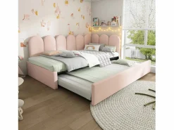 Sale Hauss Spole Cama infantil 90x200 cm con cama nido 90x190 cm, tapizado en terciopelo , sin colchón Rosa