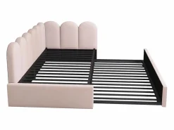 Sale Hauss Spole Cama infantil 90x200 cm con cama nido 90x190 cm, tapizado en terciopelo , sin colchón Rosa