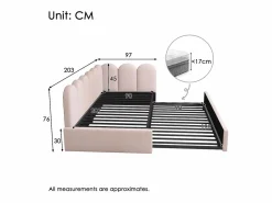 Sale Hauss Spole Cama infantil 90x200 cm con cama nido 90x190 cm, tapizado en terciopelo , sin colchón Rosa