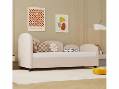 Hot Cama infantil 90x200 cm con cama nido de terciopelo, somier de láminas, sin colchón, claro Cama Nido