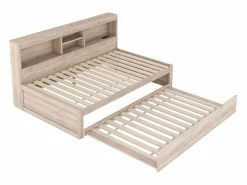 Hauss Spole Cama infantil 90x200 cm con estantería, cama nido 90x190 cm, MDF natural, sin colchón