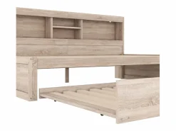 Hauss Spole Cama infantil 90x200 cm con estantería, cama nido 90x190 cm, MDF natural, sin colchón