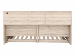 Hauss Spole Cama infantil 90x200 cm con estantería, cama nido 90x190 cm, MDF natural, sin colchón